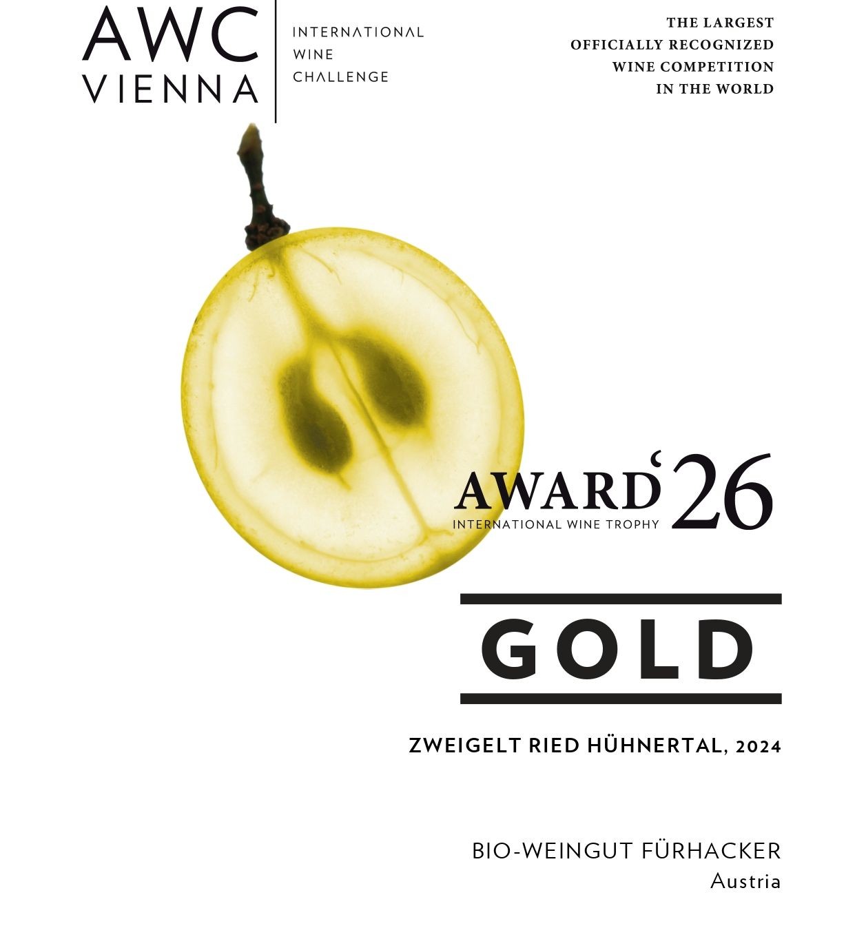 AWC Vienna 2026 Gold Weingut Fürhacker